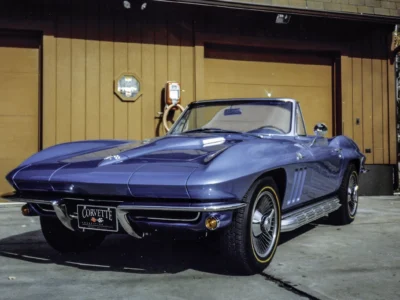 Completed 1966 Corvette Sting Ray coupe in Nassau Blue rear view at Corvette Connection