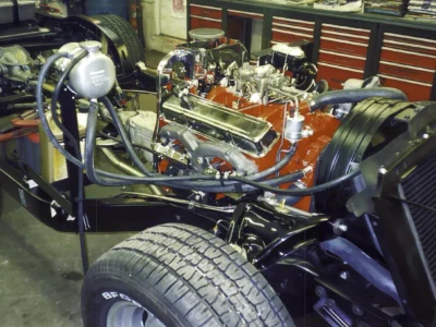 1968 Corvette engine and front suspension installed on restored chassis