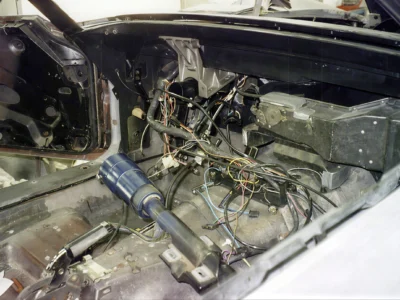 1968 Corvette interior and transmission tunnel area during restoration