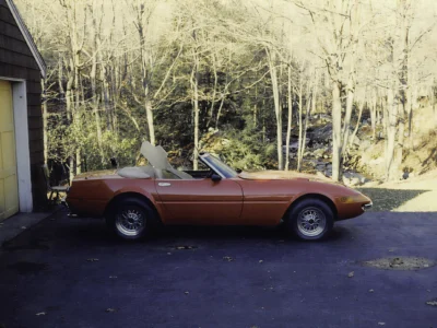 McBurnie Daytona Spyder body on stand in shop at Corvette Connection