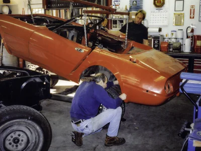 McBurnie Daytona Spyder C3 chassis and rear suspension during build at Corvette Connection