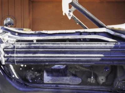 McBurnie Daytona Spyder body panel detail showing trim area during fitting