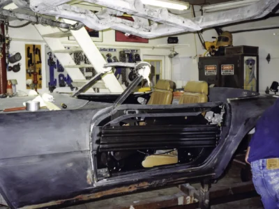 McBurnie Daytona Spyder interior and door area during build at Corvette Connection