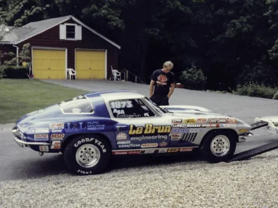 Enhanced original photo of a 1973 Le Brun racing car photographed outdoors by Corvette Connection in Bolton, Connecticut.